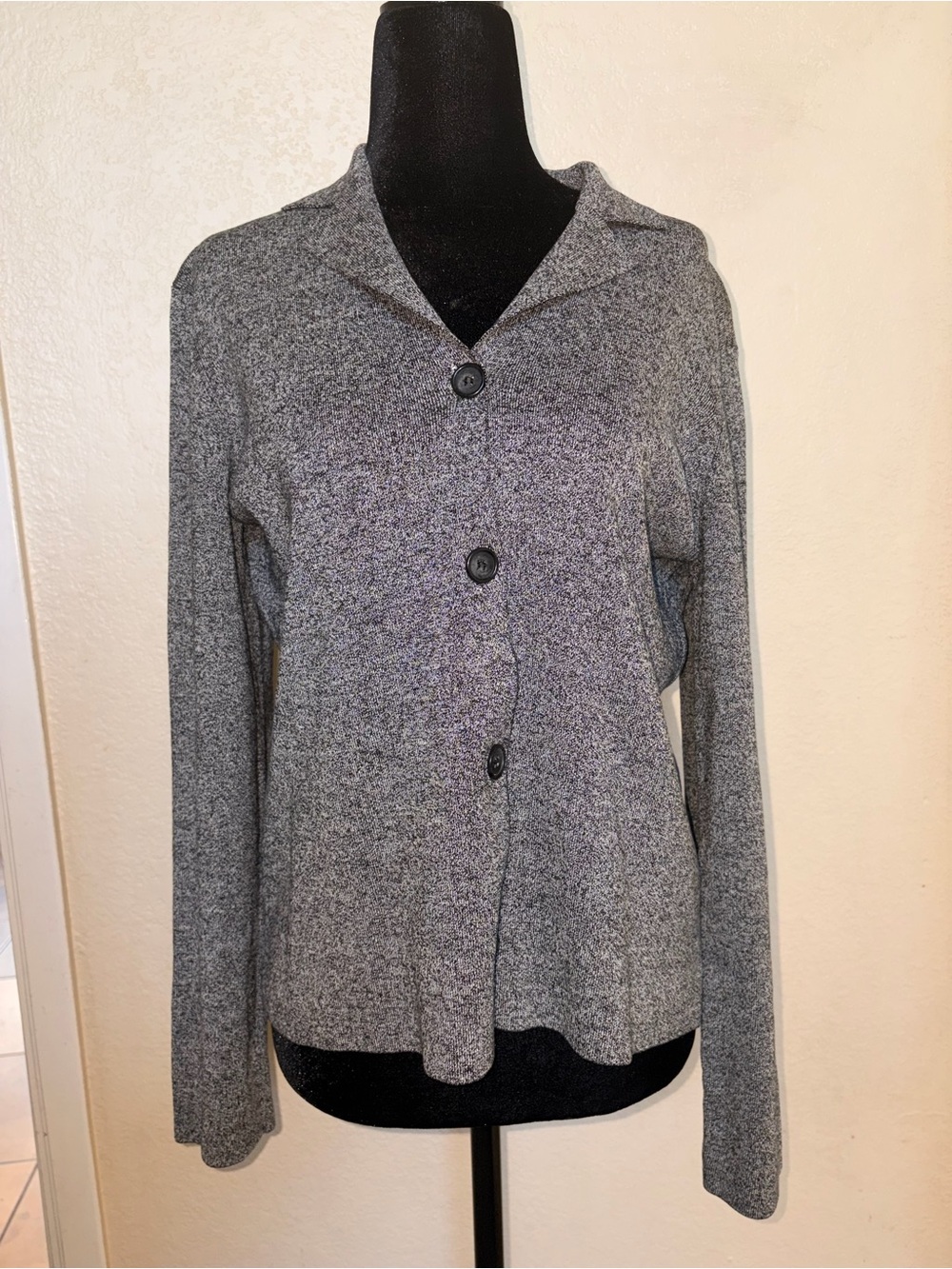 Vintage 90s Jones New York Heather Gray Button-Front Knit Blazer